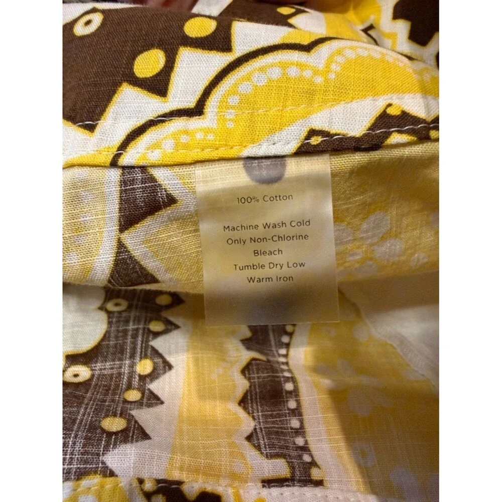 Talbots Petites Paisley A-Line Full Skirt Brown Yellow Side Zipper Pockets SZ 8P